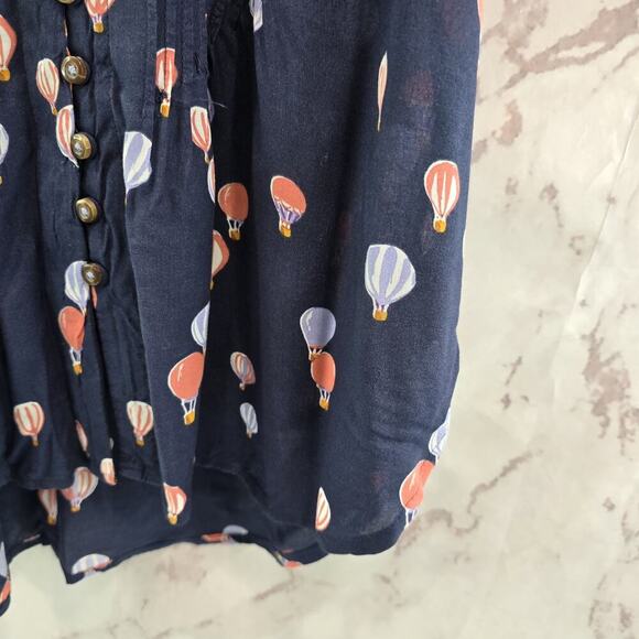 Anthropologie Top Womens XS P Navy Tank Hot Air Balloon Maeve Button Up - Picture 4 of 10